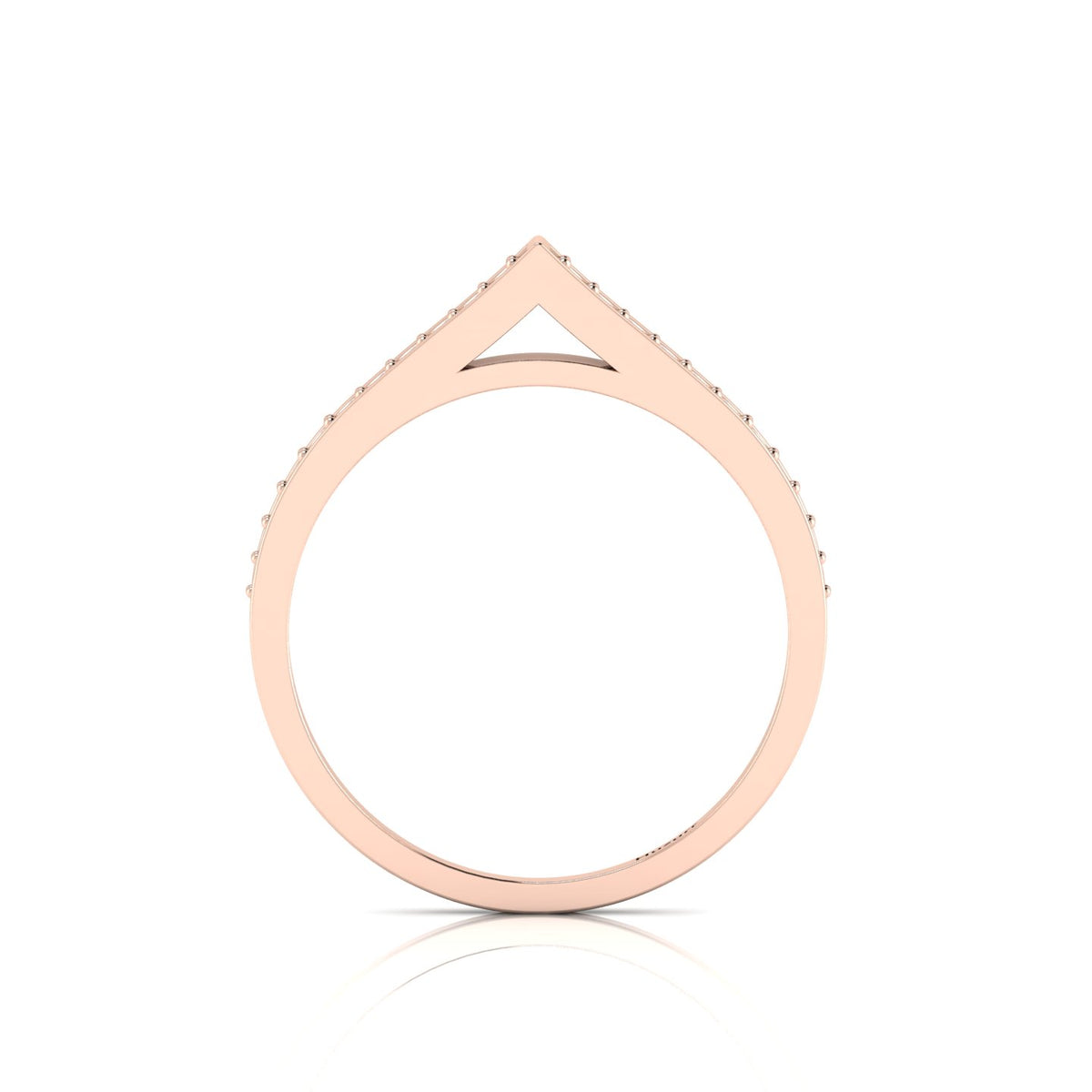Rose Gold Plated Round Black Diamond Stackable Solitaire V-Shaped Ring