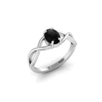 Oval-Cut Black Diamond 925 Silver Infinity Twisted Ring