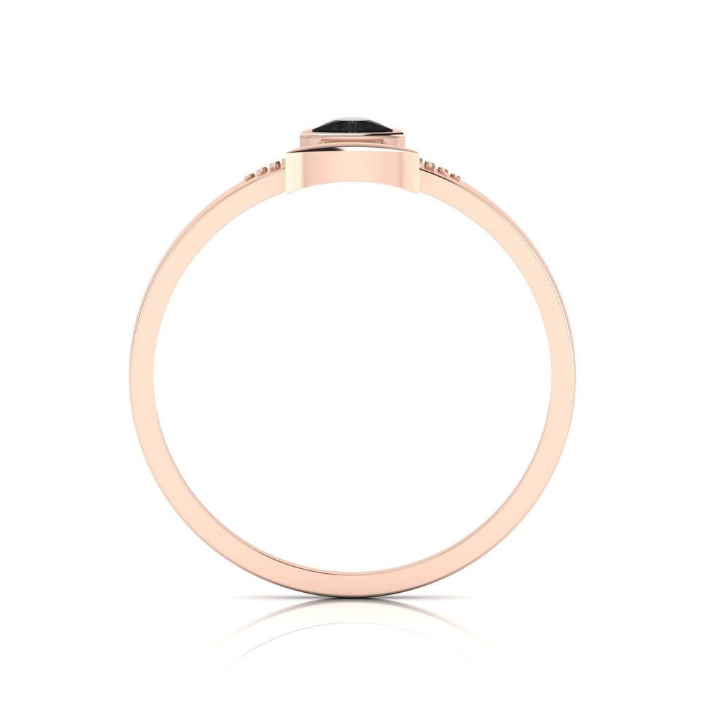 Trillion Curved Black Diamond Rose Gold Plated Ring
