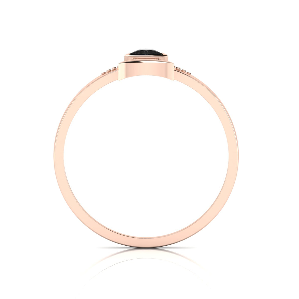 Trillion Curved Black Diamond Rose Gold Plated Ring