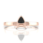 Trillion Curved Black Diamond Rose Gold Plated Ring