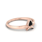 Trillion Curved Black Diamond Rose Gold Plated Ring