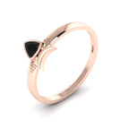 Trillion Curved Black Diamond Rose Gold Plated Ring