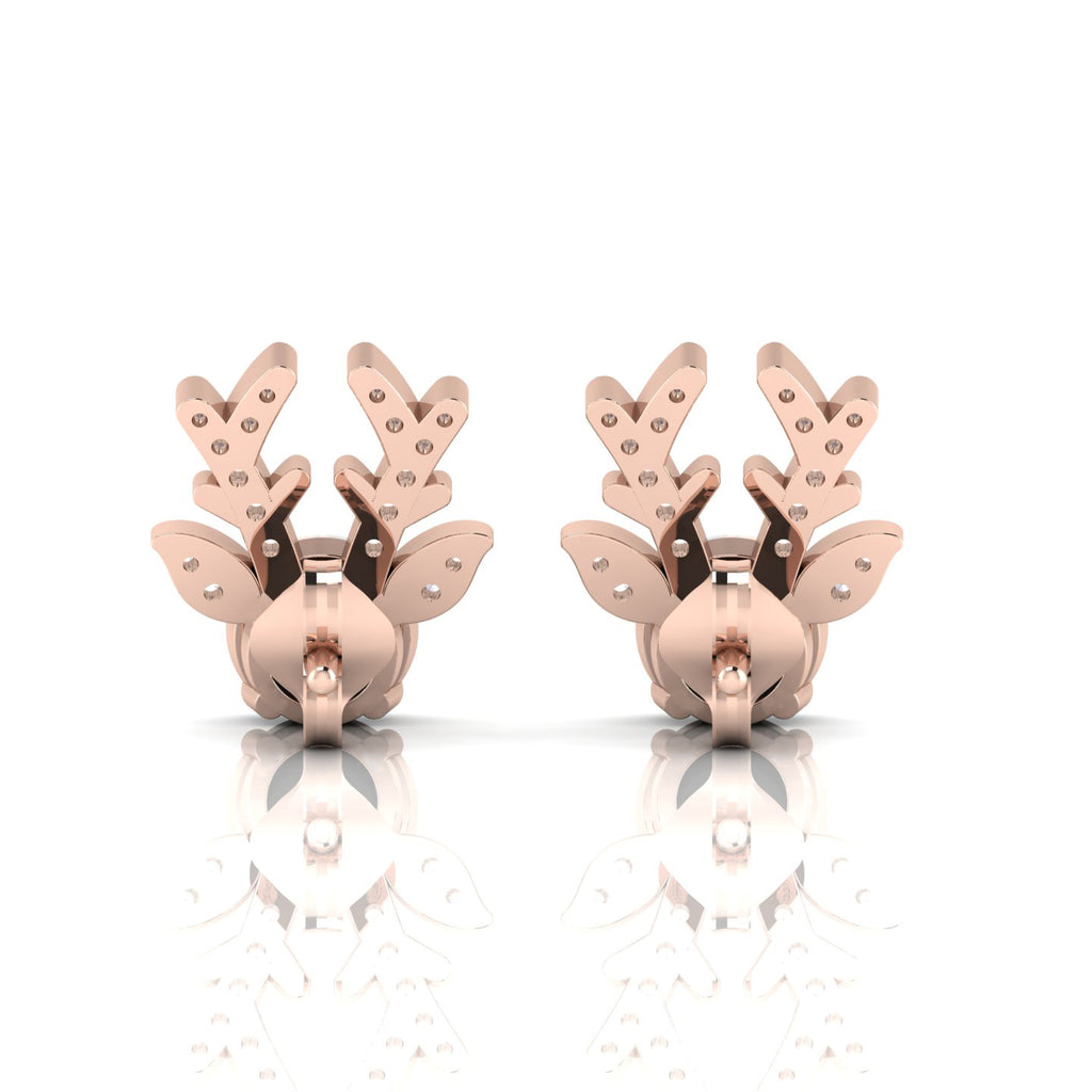 Deer Antlers Rose Gold Plated Opal Stud Earrings