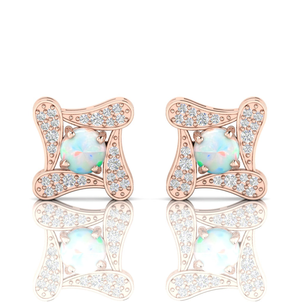 Rose Gold Plated Opal Square Studs Earrings