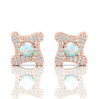 Rose Gold Plated Opal Square Studs Earrings