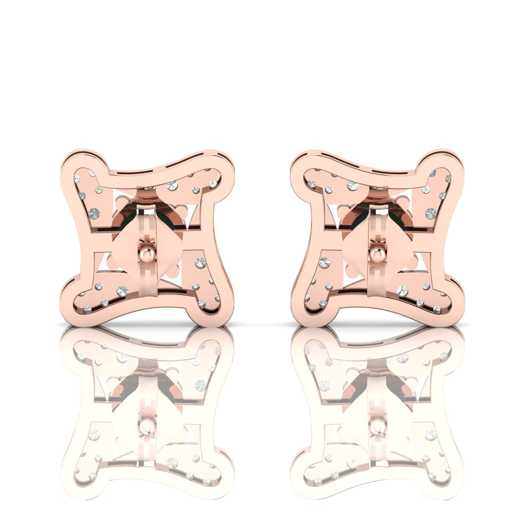 Rose Gold Plated Opal Square Studs Earrings
