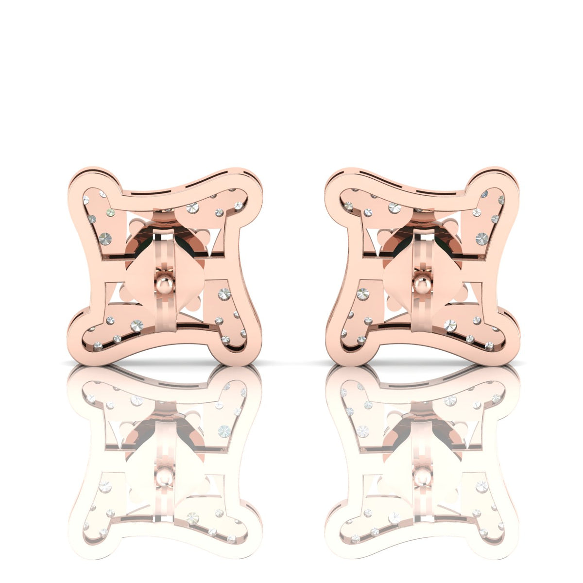 Rose Gold Plated Opal Square Studs Earrings