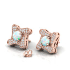 Rose Gold Plated Opal Square Studs Earrings