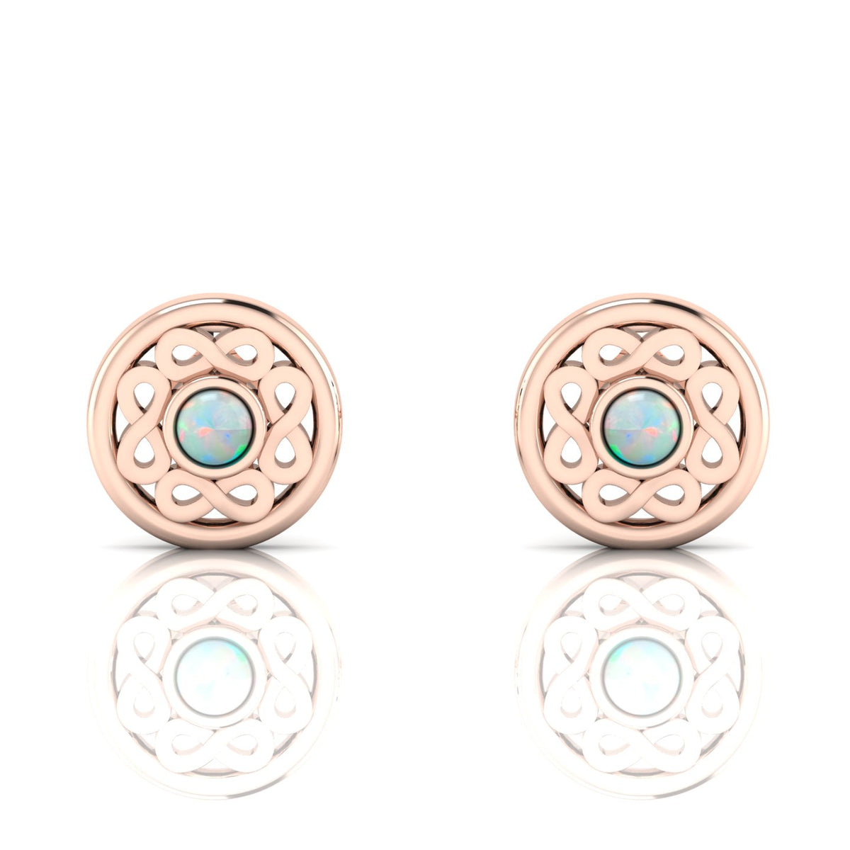 Opal Infinity Rose Gold Plated Studs Earrings