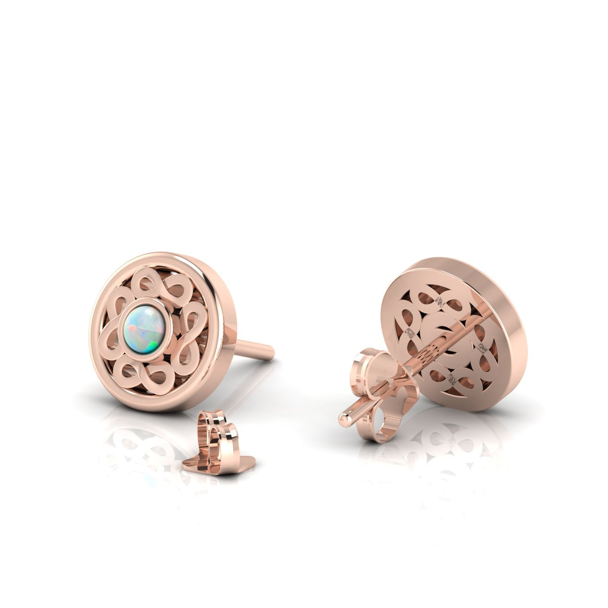 Opal Infinity Rose Gold Plated Studs Earrings