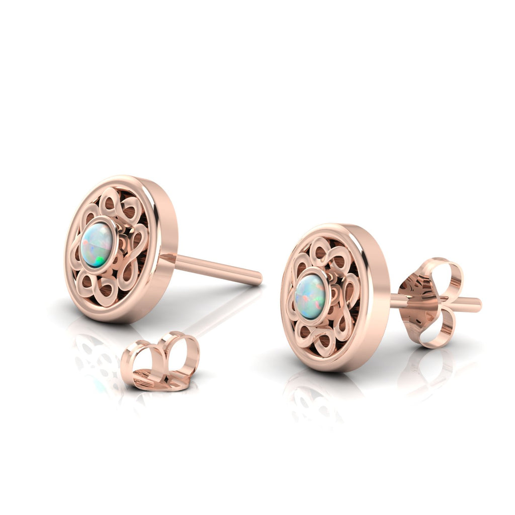Opal Infinity Rose Gold Plated Studs Earrings