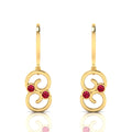 Round Ruby Gold Plated Wire Hook Drop Earrings