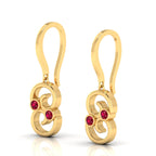 Round Ruby Gold Plated Wire Hook Drop Earrings