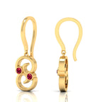 Round Ruby Gold Plated Wire Hook Drop Earrings