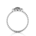 Black Diamond Sun Flower Silver Twist Band Ring