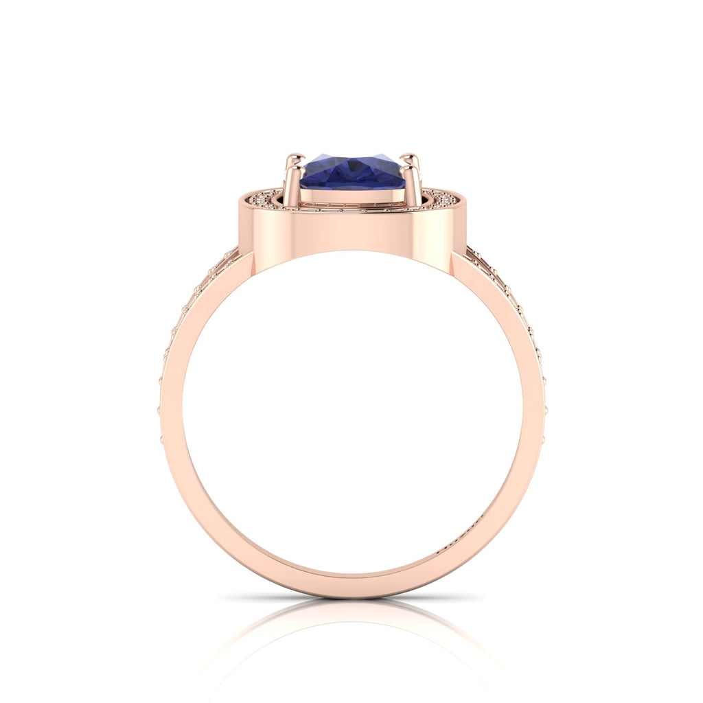 Cushion-Cut Tanzanite Rose Gold Plated Solitaire Ring