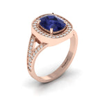 Cushion-Cut Tanzanite Rose Gold Plated Solitaire Ring