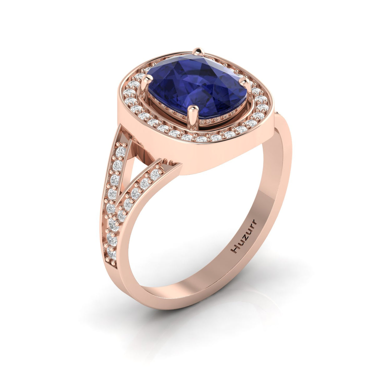 Cushion-Cut Tanzanite Rose Gold Plated Solitaire Ring
