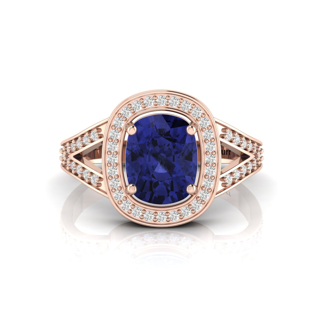 Cushion-Cut Tanzanite Rose Gold Plated Solitaire Ring