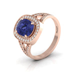 Cushion-Cut Tanzanite Rose Gold Plated Solitaire Ring