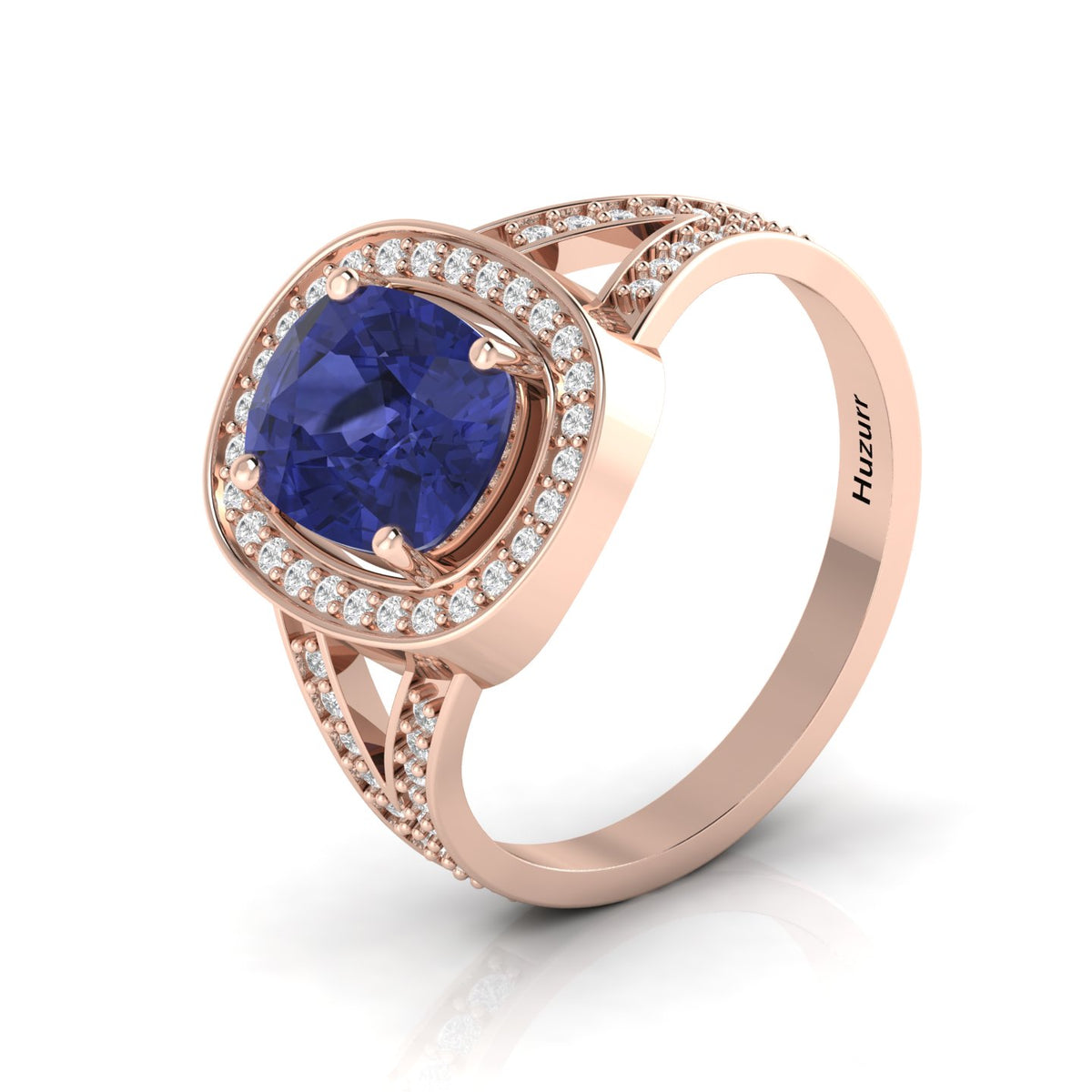 Cushion-Cut Tanzanite Rose Gold Plated Solitaire Ring