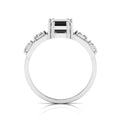 925 Silver White & Black Diamond Solitaire Ring