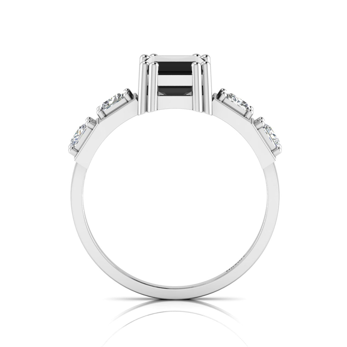 925 Silver White & Black Diamond Solitaire Ring