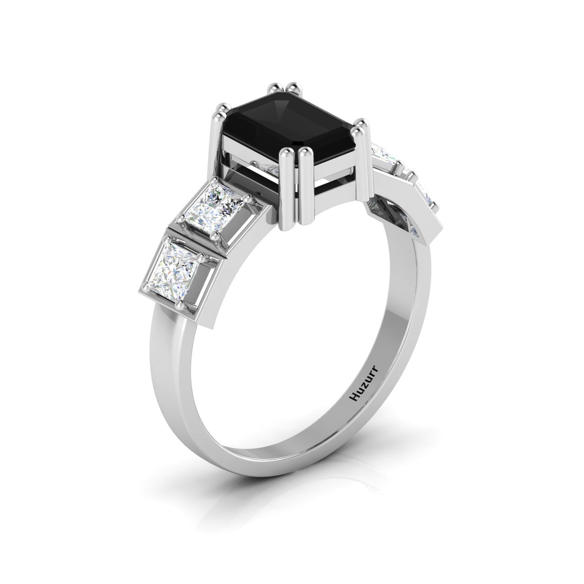 925 Silver White & Black Diamond Solitaire Ring