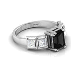 925 Silver White & Black Diamond Solitaire Ring