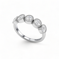 Five Diamond Engagement 925 Silver Band Ring