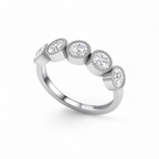 Five Diamond Engagement 925 Silver Band Ring