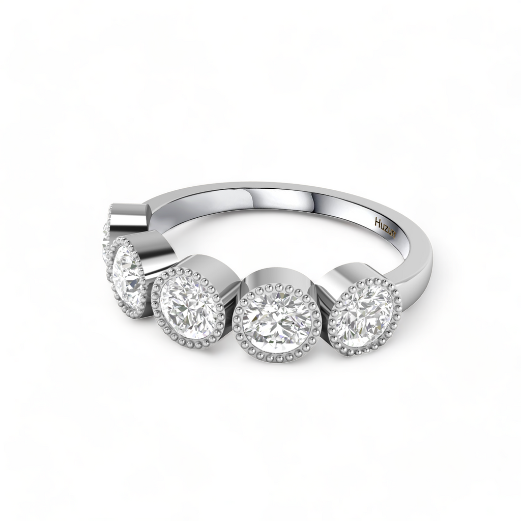 Five Diamond Engagement 925 Silver Band Ring