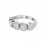 Five Diamond Engagement 925 Silver Band Ring