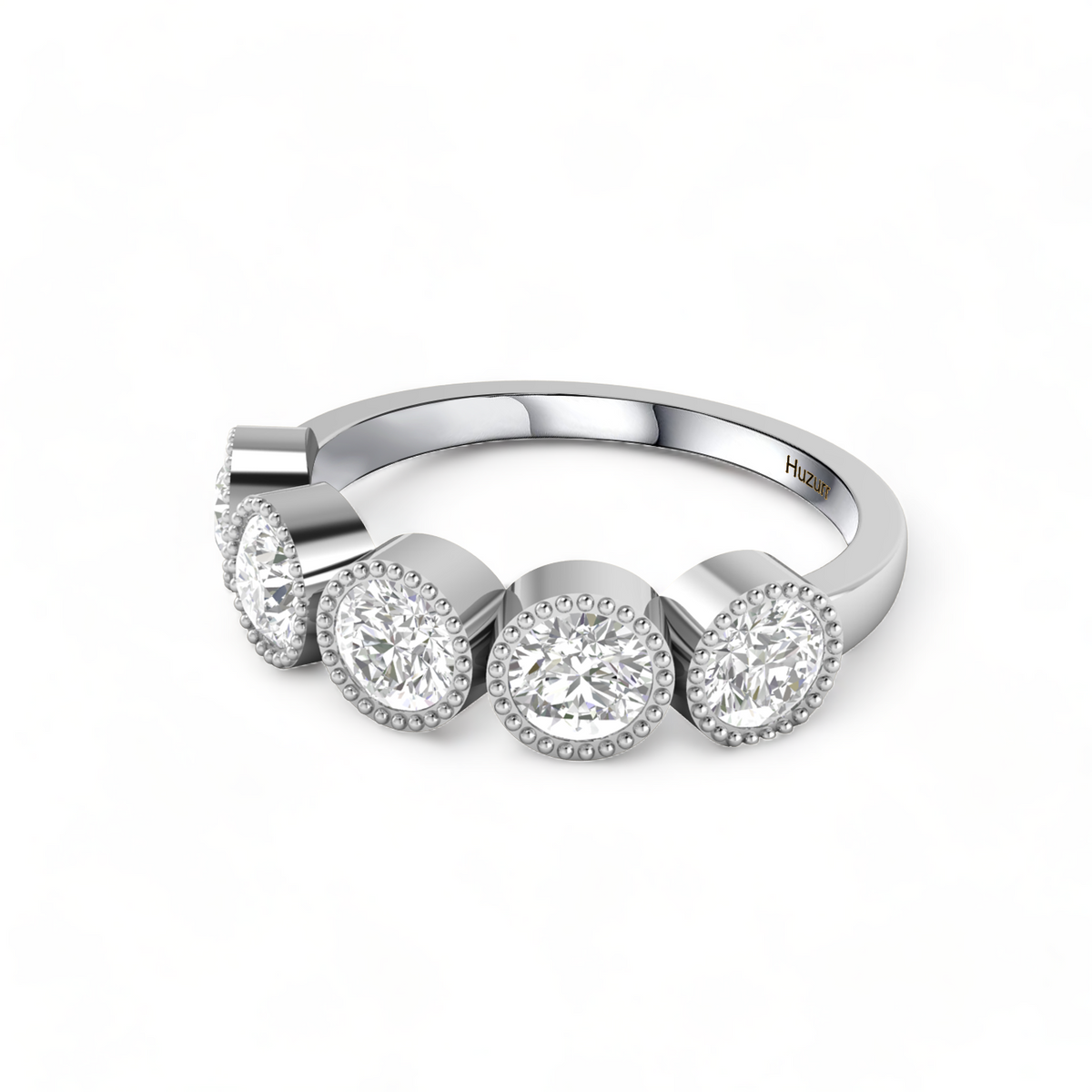 Five Diamond Engagement 925 Silver Band Ring