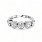 Five Diamond Engagement 925 Silver Band Ring