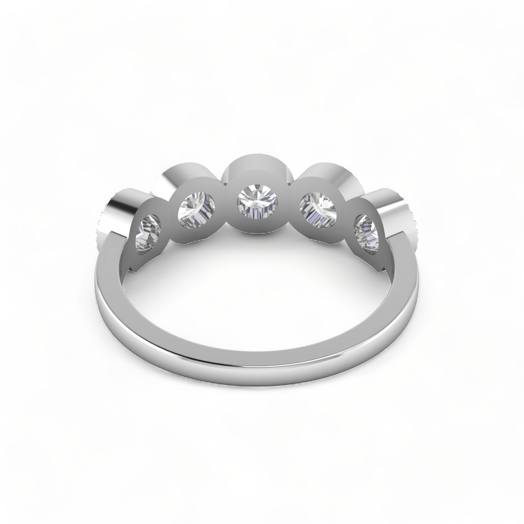 Five Diamond Engagement 925 Silver Band Ring