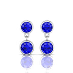 Stunning Sliver Earrings With Round Blue Sapphire