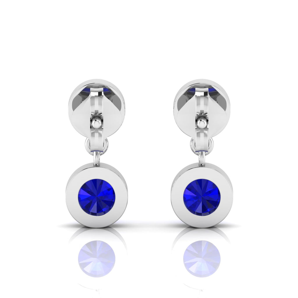 Stunning Sliver Earrings With Round Blue Sapphire