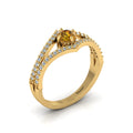 Wishbone Round Coffee & White Diamond Solitaire Gold Plated Ring