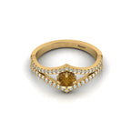 Wishbone Round Coffee & White Diamond Solitaire Gold Plated Ring