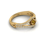 Wishbone Round Coffee & White Diamond Solitaire Gold Plated Ring