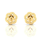 Round Opal & Diamond Gold Plated Studs Floral Earrings