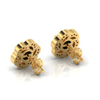 Round Opal & Diamond Gold Plated Studs Floral Earrings