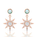 Starburst Round Opal Rose Gold Plated Drop Earrings