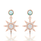 Starburst Round Opal Rose Gold Plated Drop Earrings
