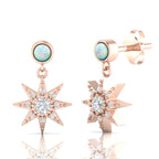 Starburst Round Opal Rose Gold Plated Drop Earrings