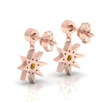 Starburst Round Opal Rose Gold Plated Drop Earrings