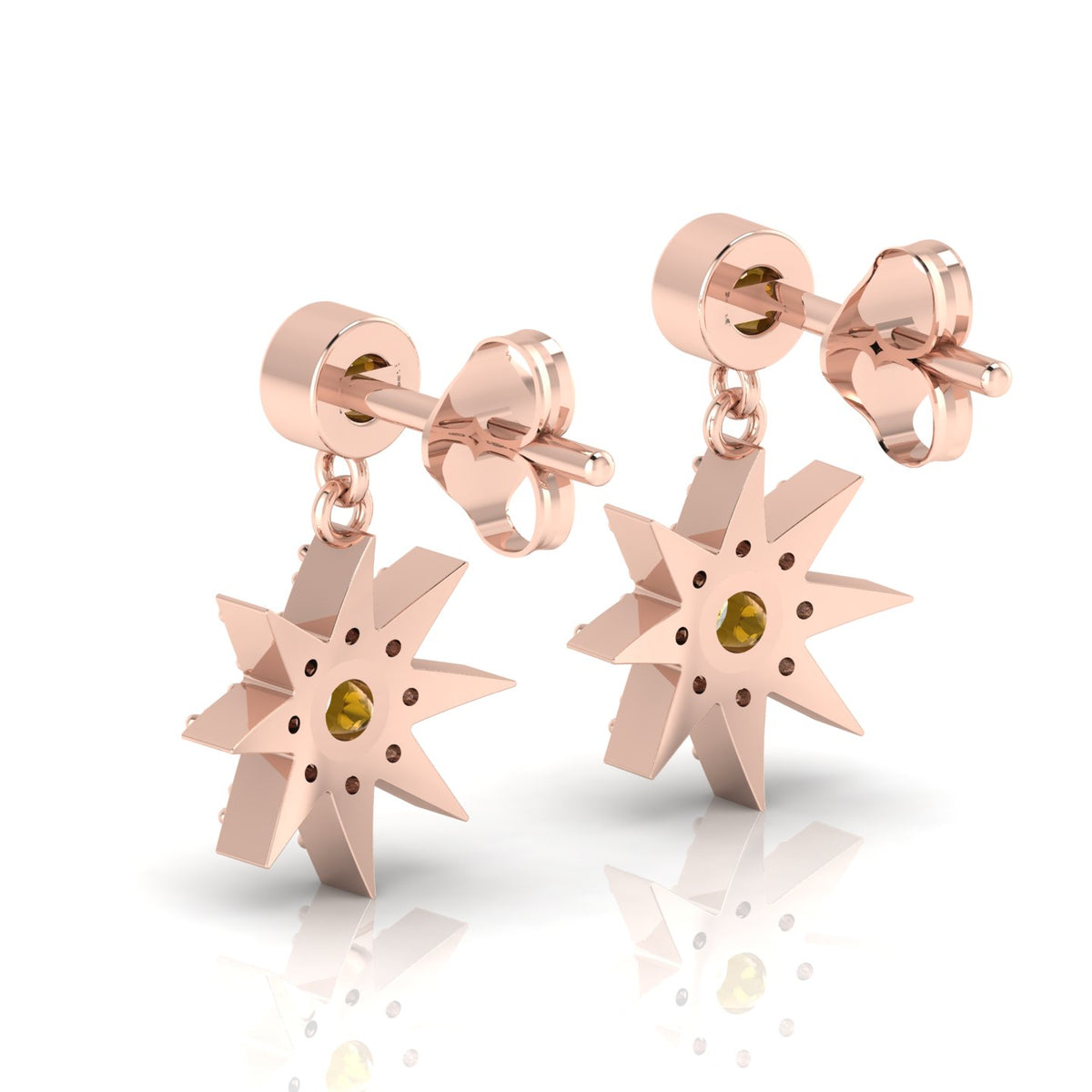 Starburst Round Opal Rose Gold Plated Drop Earrings