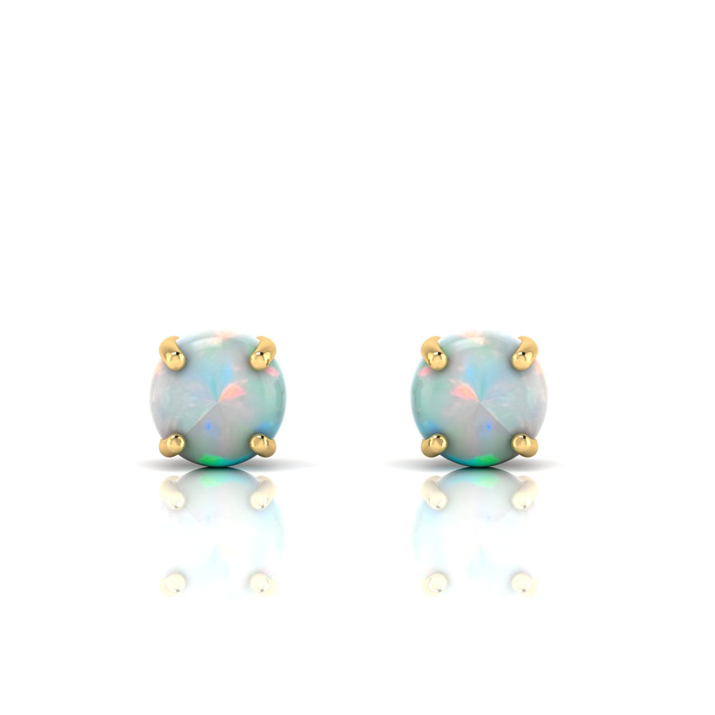 Gold Plated Round Opal Stud Earrings